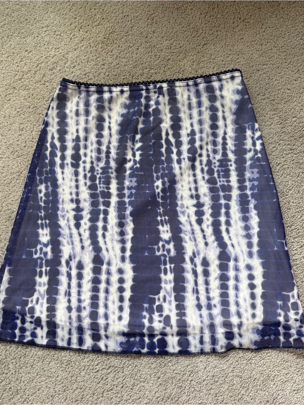 Princess Polly Navy Blue & White Tie-Dye A-Line Mini Skirt